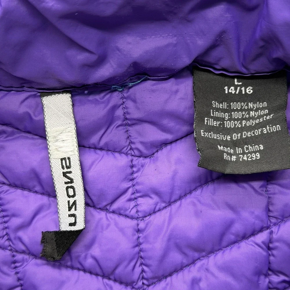 Snozu Jacket Girls Large‎ 14-16 Blue Quilted Puffer Full Zip Insulated Warm